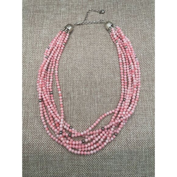 Jay King Pink Multi-Strand Beaded Statement Necklace with Silver Accents New - Picture 3 of 6
